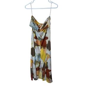 Sarah Hann Dress Womens Small Multicolor Floral Mesh Cowl Neck Slip Sundress